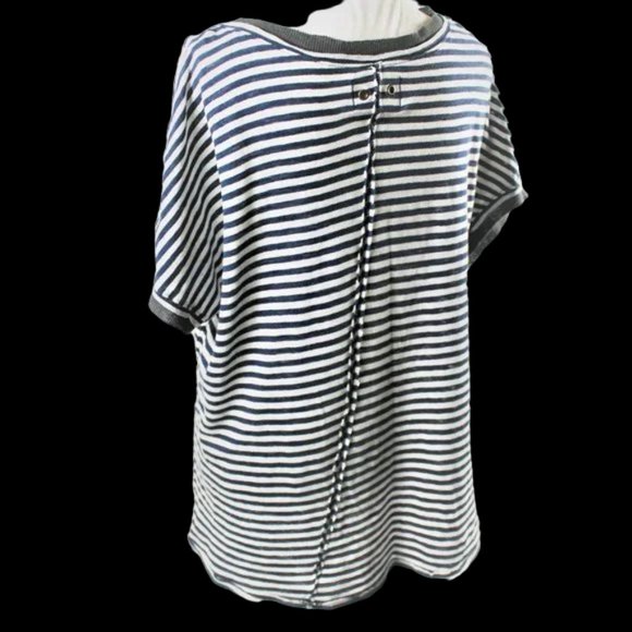 Free People We The Free Black & Cream Stripe Short Sleeve High Low Tunic… - Picture 6 of 9